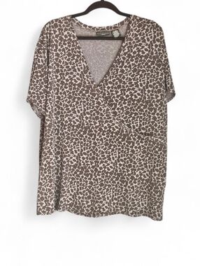 Apostrophe Woman Faux Wrap Blouse 24W 26W Animal Print Plus Size